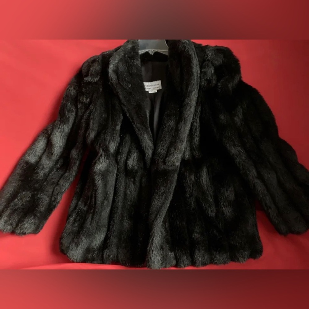RONDO CASUAL Black Soft Faux Fur Vintage Coat Fully Lined Size XL